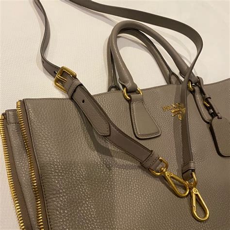 PRADA Vitello Daino Tote Clay Gray 